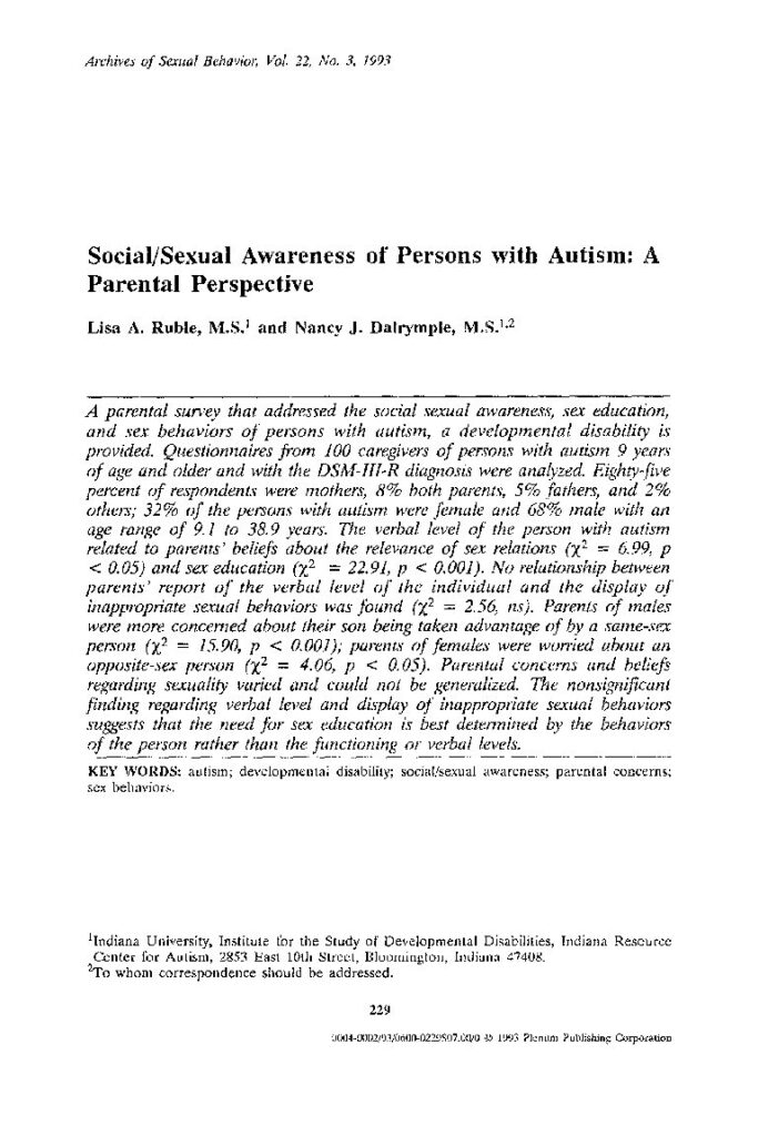 thumbnail of Ruble et al (1993) Social Sexual Awareness