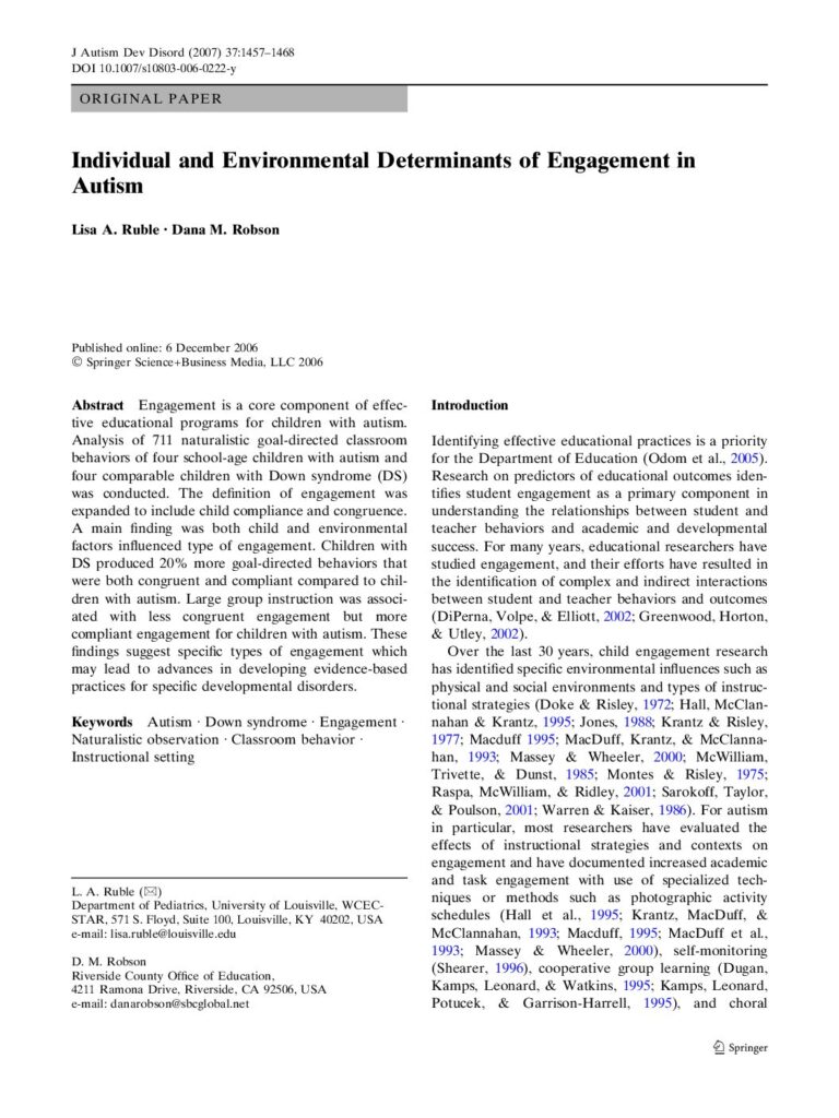 thumbnail of Ruble et al (2006) Individual and environmental determininants