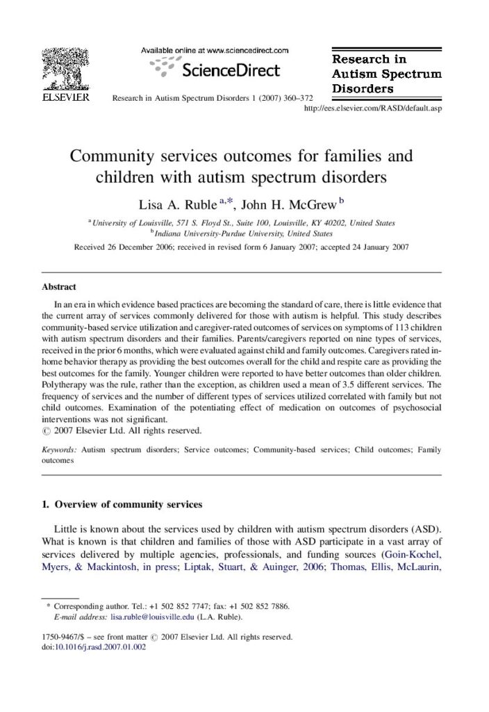 thumbnail of Ruble et al (2007) Community service outcomes