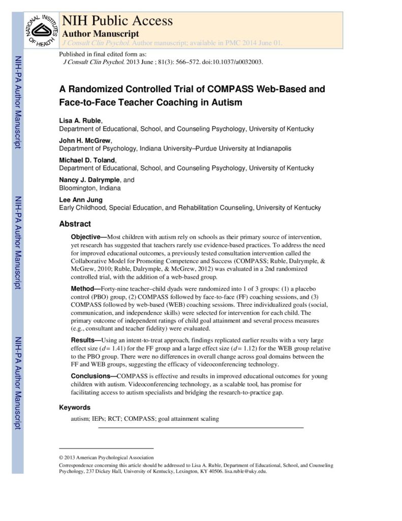 thumbnail of Ruble et al (2013) Web-based and face-to-face teacher coaching