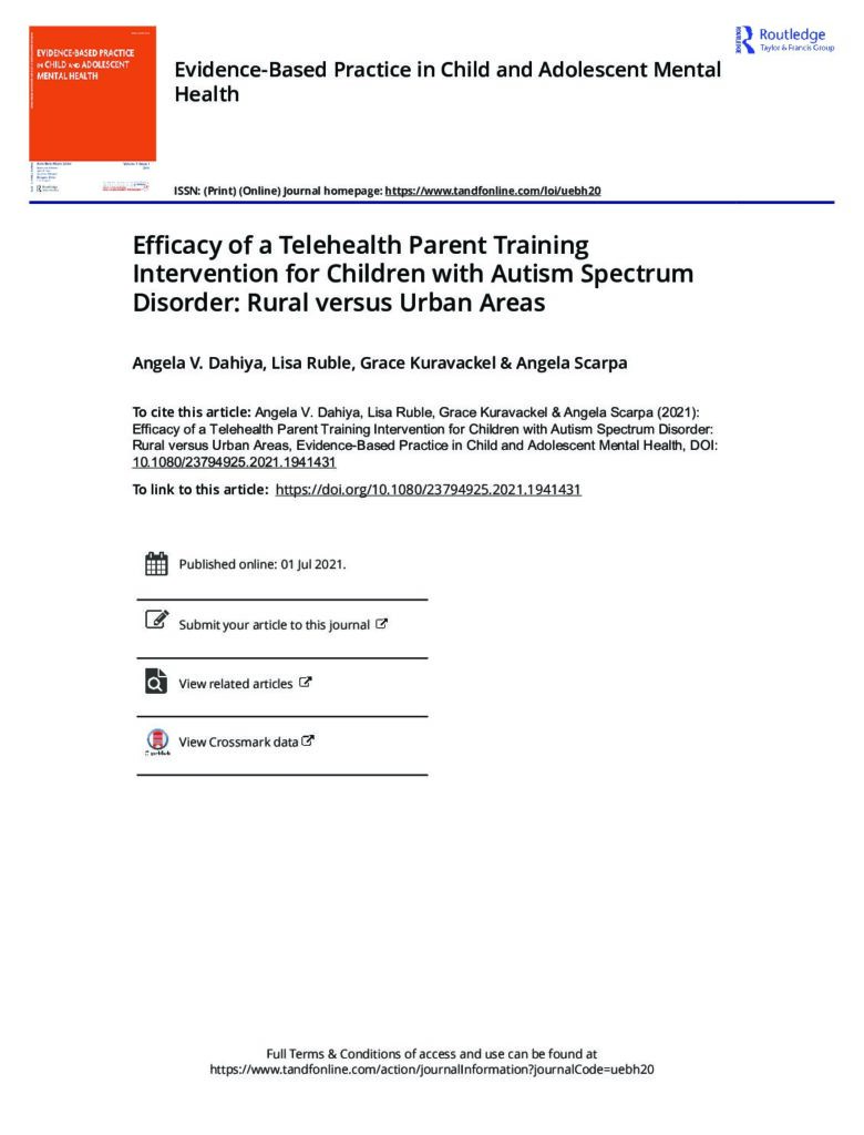 thumbnail of Ruble et al (2021) Efficacy of telehealth parent training intervention