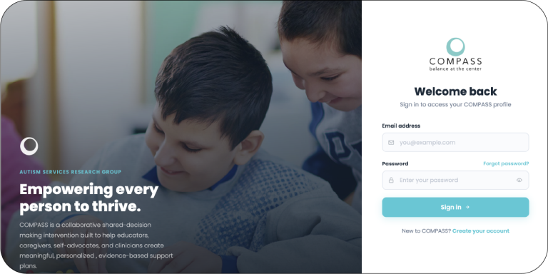 COMPASS Website login screen