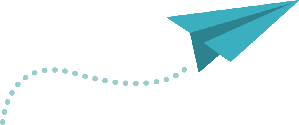 A Teal paper airplane
