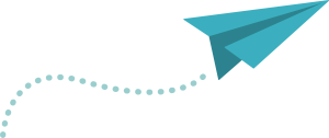 A Teal paper airplane