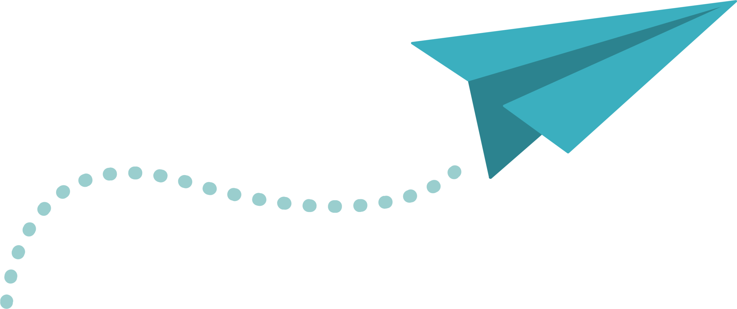 A Teal paper airplane